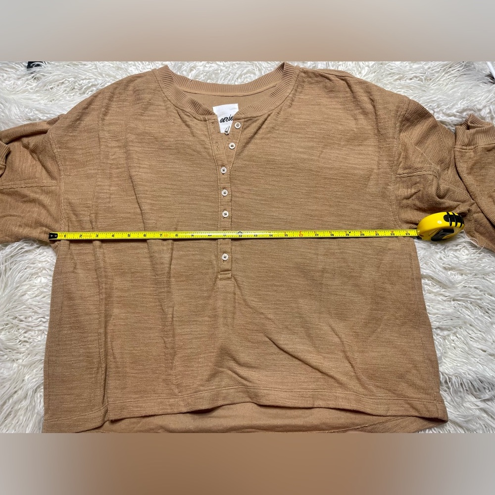 Aerie medium weight sweater cute sleeves button down Henley size L **FINAL PRICE - Picture 6 of 7